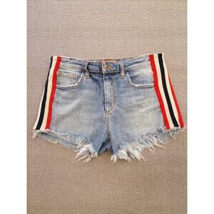 Joe’s Women’s‎ 29 Denim Cutoff Shorts – Blue Hem with Red White Side Stripes